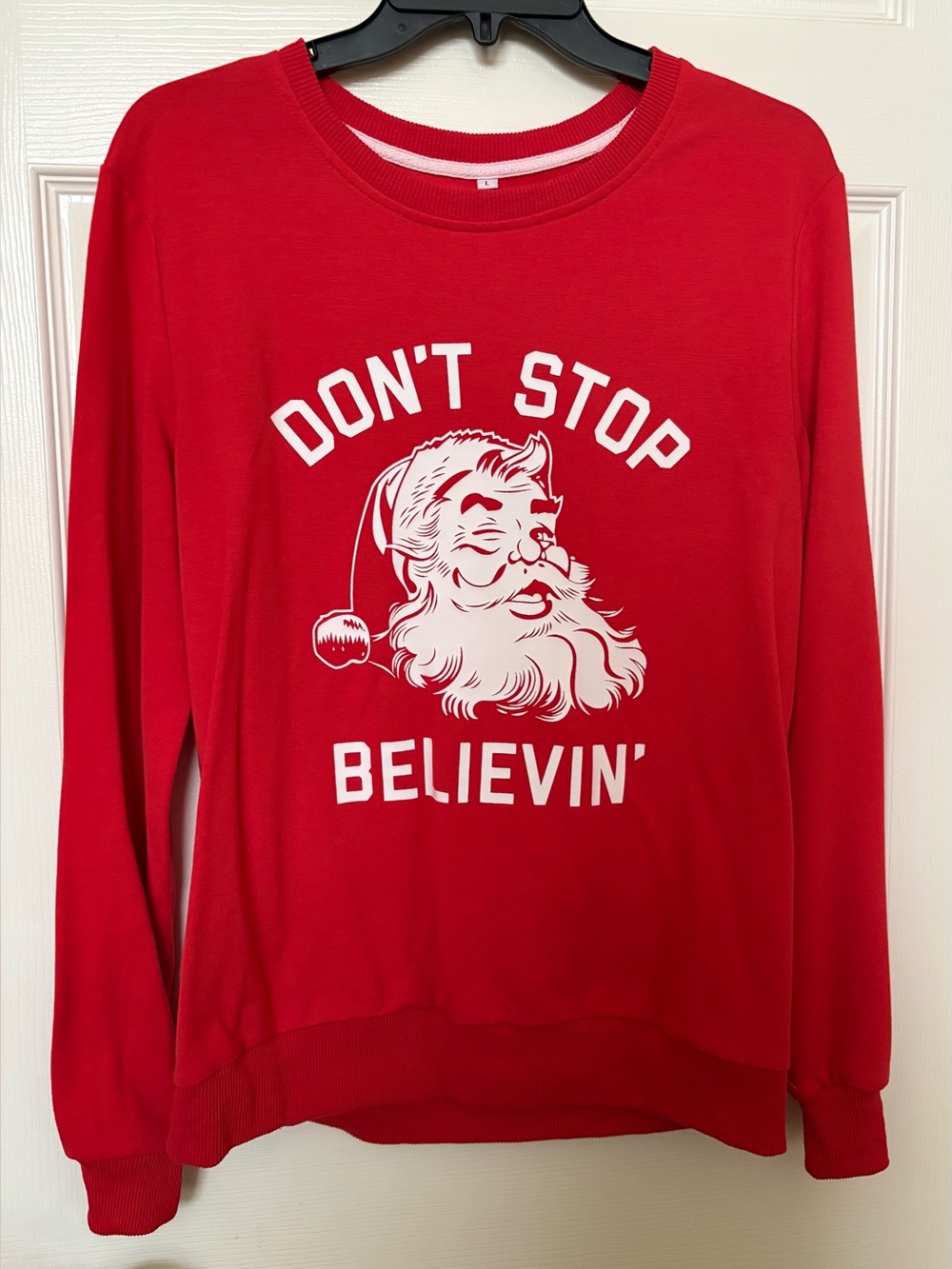 Red Holiday 'Don't Stop Believin'' Women's Sweatshirt